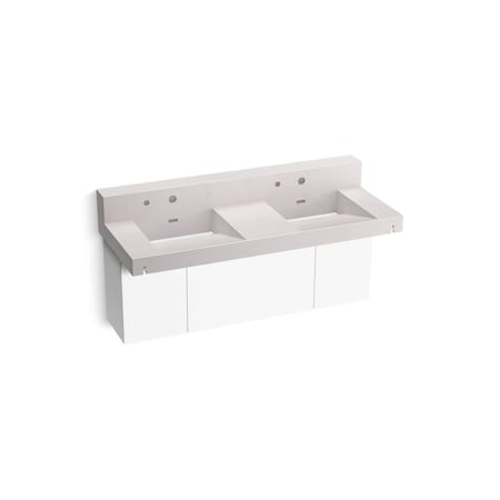 Kohler Constellation 60In Wall-Mount Basin Lavatory System With Backsplash In Et Statuario 81025-BPW-KES